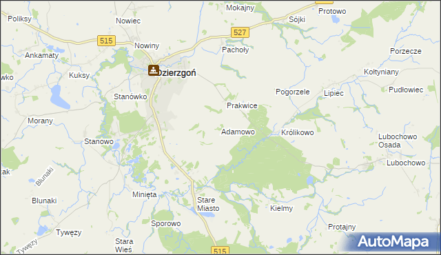 mapa Adamowo gmina Stary Dzierzgoń, Adamowo gmina Stary Dzierzgoń na mapie Targeo