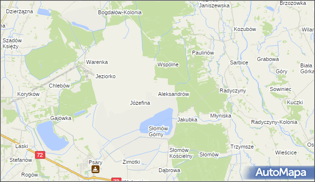 mapa Aleksandrów gmina Przykona, Aleksandrów gmina Przykona na mapie Targeo