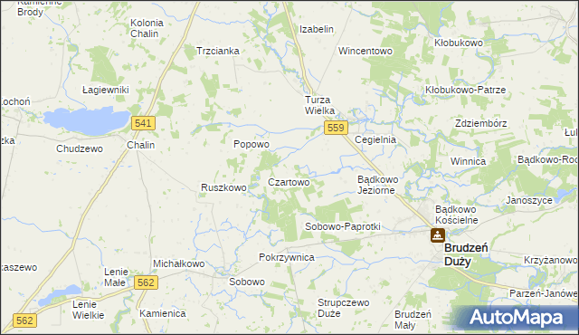 mapa Bądkowo-Rumunki, Bądkowo-Rumunki na mapie Targeo