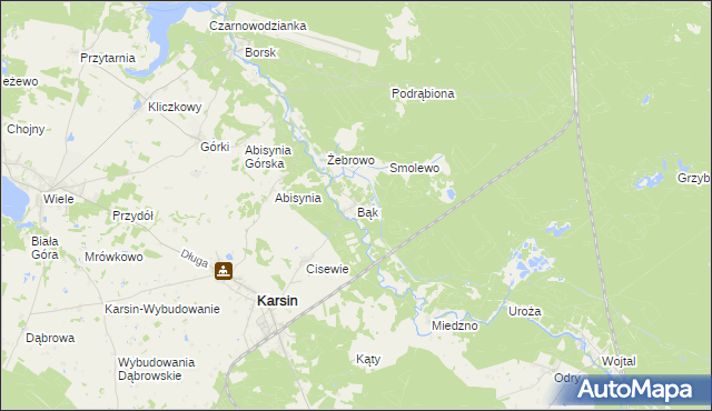 mapa Bąk gmina Karsin, Bąk gmina Karsin na mapie Targeo