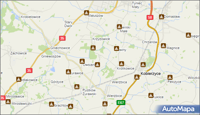 mapa Bąki gmina Kobierzyce, Bąki gmina Kobierzyce na mapie Targeo