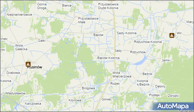 mapa Bąków-Kolonia, Bąków-Kolonia na mapie Targeo