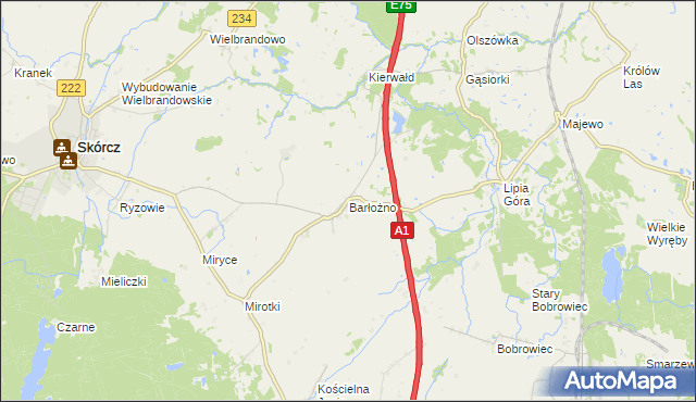 mapa Barłożno, Barłożno na mapie Targeo