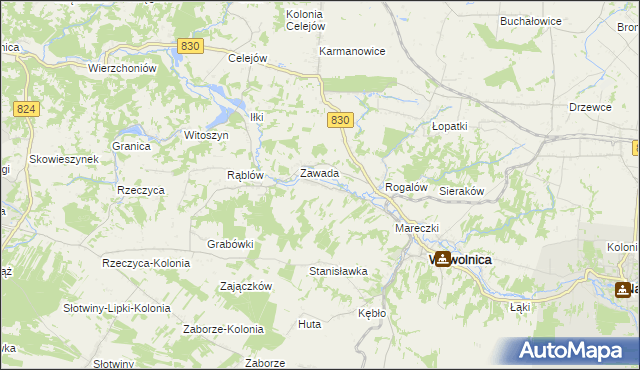 mapa Bartłomiejowice gmina Wąwolnica, Bartłomiejowice gmina Wąwolnica na mapie Targeo