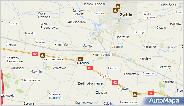 mapa Bedlno-Żbiwiec, Bedlno-Żbiwiec na mapie Targeo