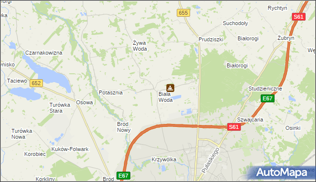 mapa Biała Woda gmina Suwałki, Biała Woda gmina Suwałki na mapie Targeo