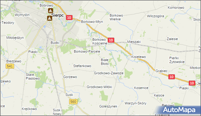 mapa Białe Błoto gmina Sierpc, Białe Błoto gmina Sierpc na mapie Targeo