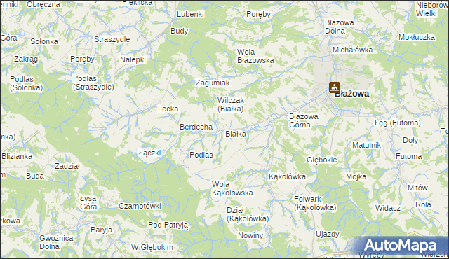 mapa Białka gmina Błażowa, Białka gmina Błażowa na mapie Targeo