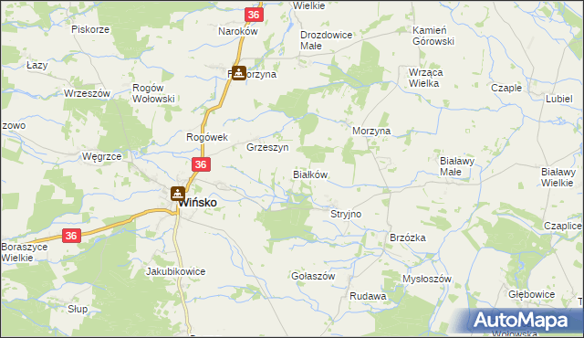 mapa Białków gmina Wińsko, Białków gmina Wińsko na mapie Targeo