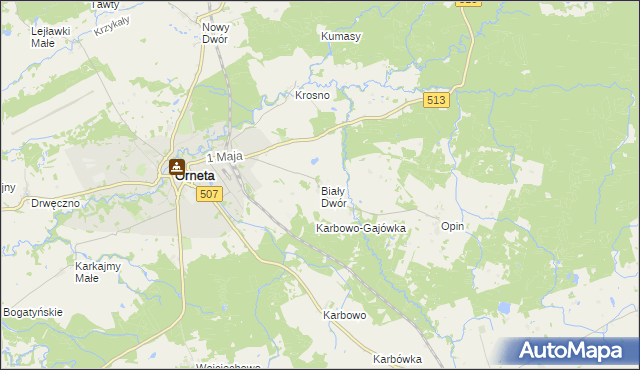 mapa Biały Dwór gmina Orneta, Biały Dwór gmina Orneta na mapie Targeo