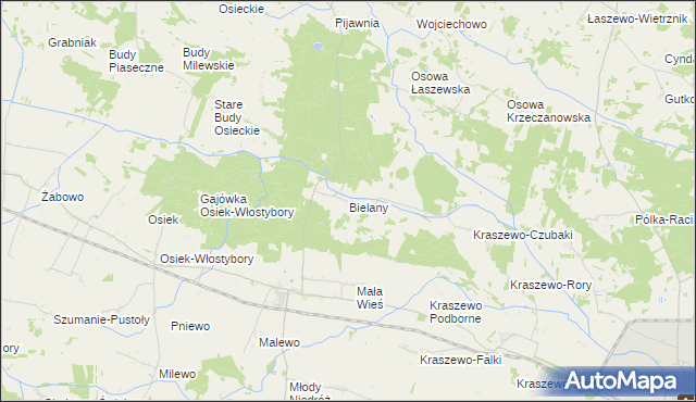 mapa Bielany gmina Raciąż, Bielany gmina Raciąż na mapie Targeo