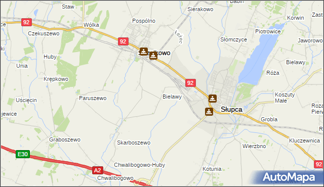 mapa Bielawy gmina Strzałkowo, Bielawy gmina Strzałkowo na mapie Targeo