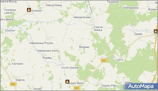 mapa Biszewo, Biszewo na mapie Targeo