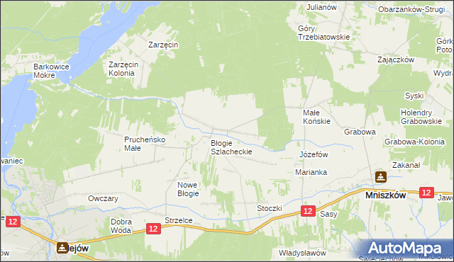 mapa Błogie Rządowe, Błogie Rządowe na mapie Targeo