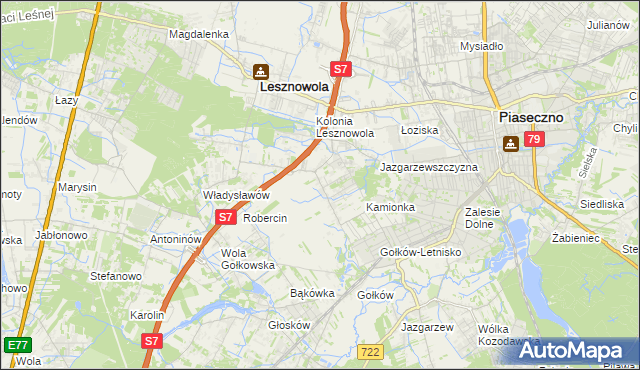 mapa Bobrowiec gmina Piaseczno, Bobrowiec gmina Piaseczno na mapie Targeo