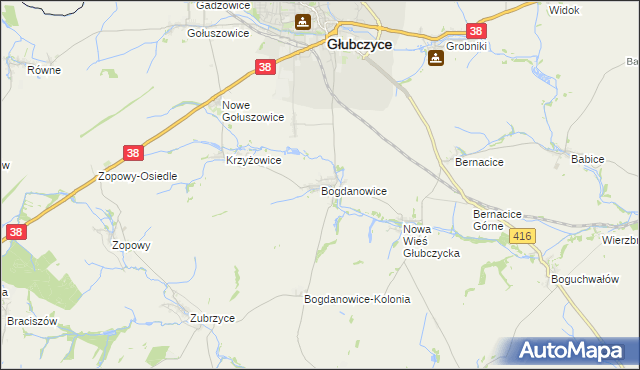 mapa Bogdanowice, Bogdanowice na mapie Targeo
