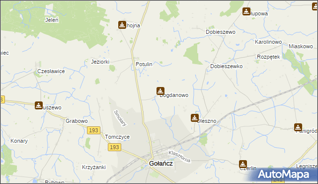 mapa Bogdanowo gmina Gołańcz, Bogdanowo gmina Gołańcz na mapie Targeo