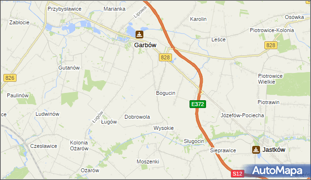 mapa Bogucin gmina Garbów, Bogucin gmina Garbów na mapie Targeo