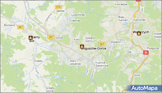 mapa Boguszów-Gorce, Boguszów-Gorce na mapie Targeo