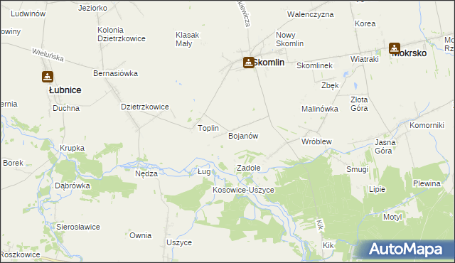 mapa Bojanów gmina Skomlin, Bojanów gmina Skomlin na mapie Targeo
