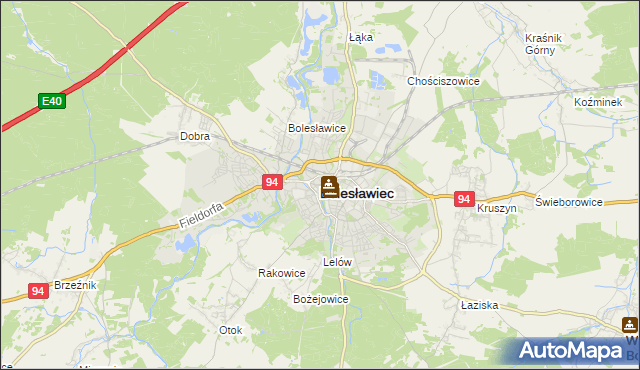 mapa Bolesławca, Bolesławiec na mapie Targeo