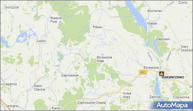 mapa Borawskie Małe, Borawskie Małe na mapie Targeo