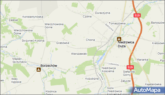 mapa Borkowizna gmina Niedrzwica Duża, Borkowizna gmina Niedrzwica Duża na mapie Targeo