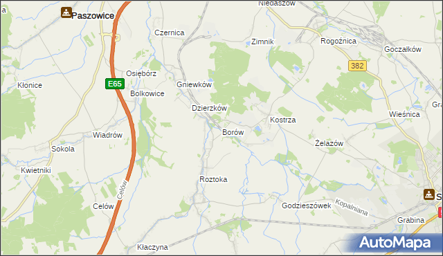 mapa Borów gmina Dobromierz, Borów gmina Dobromierz na mapie Targeo