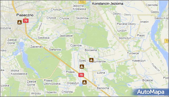 mapa Borowina gmina Konstancin-Jeziorna, Borowina gmina Konstancin-Jeziorna na mapie Targeo