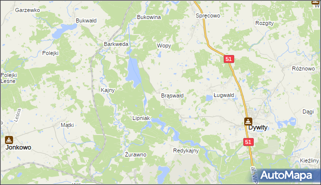 mapa Brąswałd, Brąswałd na mapie Targeo