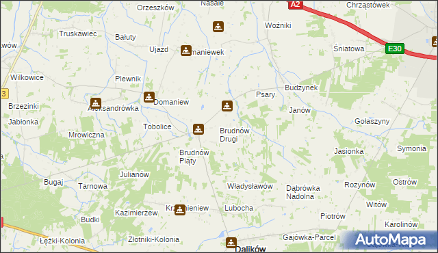 mapa Brudnów Drugi, Brudnów Drugi na mapie Targeo