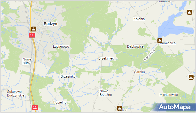 mapa Brzekiniec, Brzekiniec na mapie Targeo