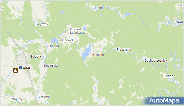 mapa Brzeźno gmina Śliwice, Brzeźno gmina Śliwice na mapie Targeo