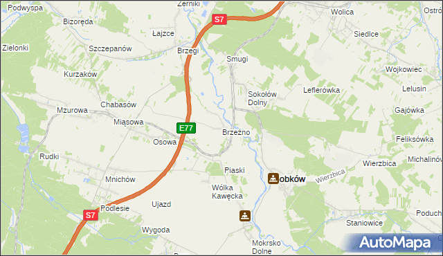 mapa Brzeźno gmina Sobków, Brzeźno gmina Sobków na mapie Targeo