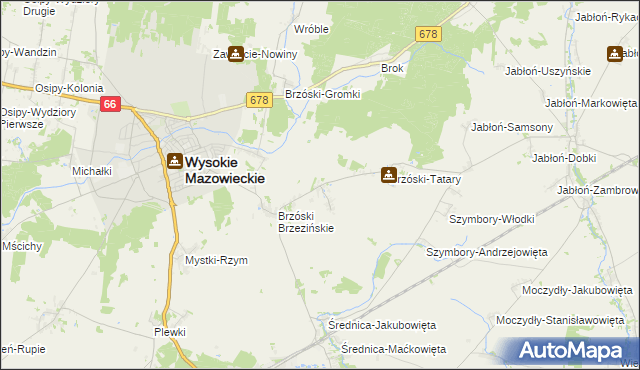 mapa Brzóski Stare, Brzóski Stare na mapie Targeo