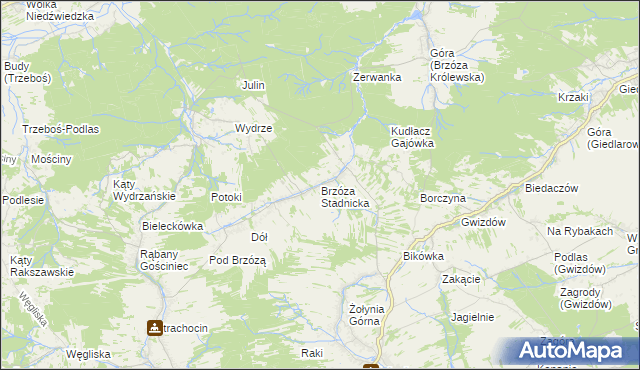 mapa Brzóza Stadnicka, Brzóza Stadnicka na mapie Targeo