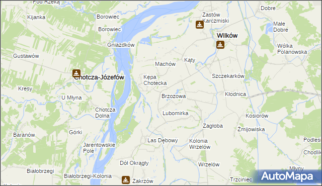 mapa Brzozowa gmina Wilków, Brzozowa gmina Wilków na mapie Targeo