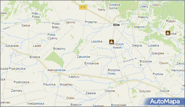 mapa Brzozowiec gmina Iłów, Brzozowiec gmina Iłów na mapie Targeo