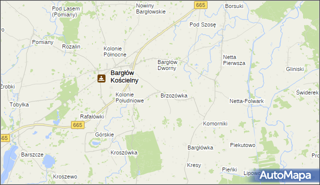 mapa Brzozówka gmina Bargłów Kościelny, Brzozówka gmina Bargłów Kościelny na mapie Targeo