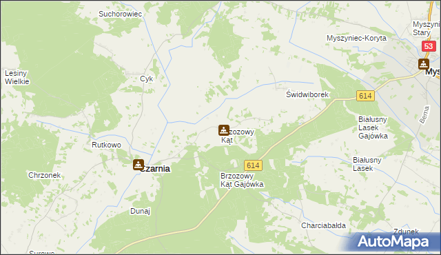 mapa Brzozowy Kąt gmina Czarnia, Brzozowy Kąt gmina Czarnia na mapie Targeo