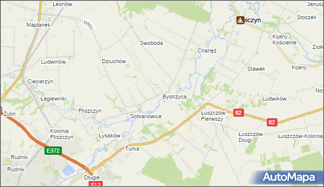 mapa Bystrzyca gmina Wólka, Bystrzyca gmina Wólka na mapie Targeo