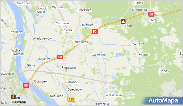 mapa Całowanie, Całowanie na mapie Targeo