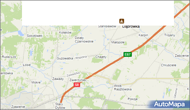 mapa Chajęty, Chajęty na mapie Targeo