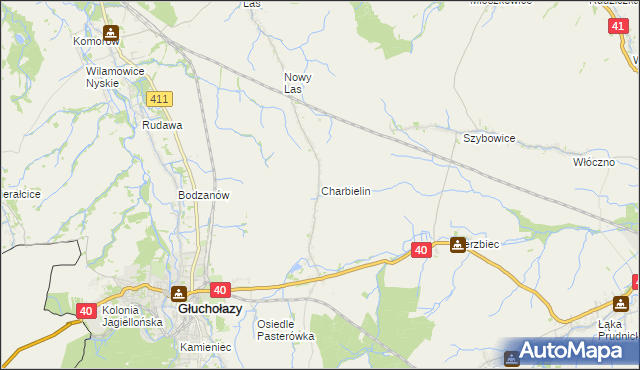 mapa Charbielin gmina Głuchołazy, Charbielin gmina Głuchołazy na mapie Targeo