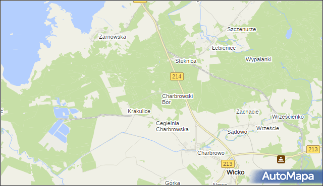 mapa Charbrowski Bór, Charbrowski Bór na mapie Targeo