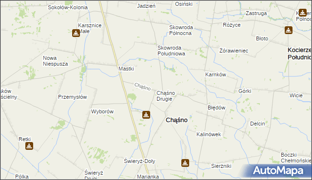 mapa Chąśno Drugie, Chąśno Drugie na mapie Targeo