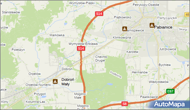 mapa Chechło Drugie, Chechło Drugie na mapie Targeo