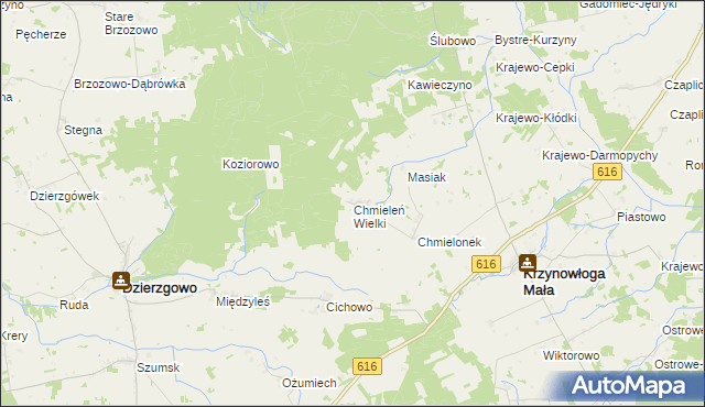 mapa Chmieleń Wielki, Chmieleń Wielki na mapie Targeo