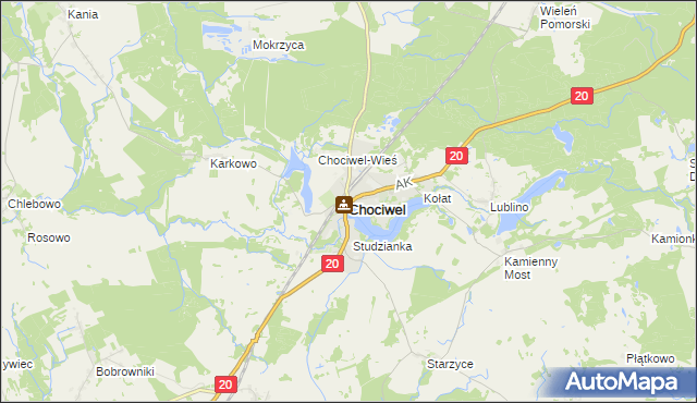 mapa Chociwel powiat stargardzki, Chociwel powiat stargardzki na mapie Targeo