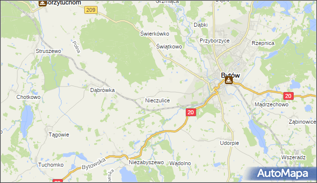 mapa Chomice gmina Bytów, Chomice gmina Bytów na mapie Targeo